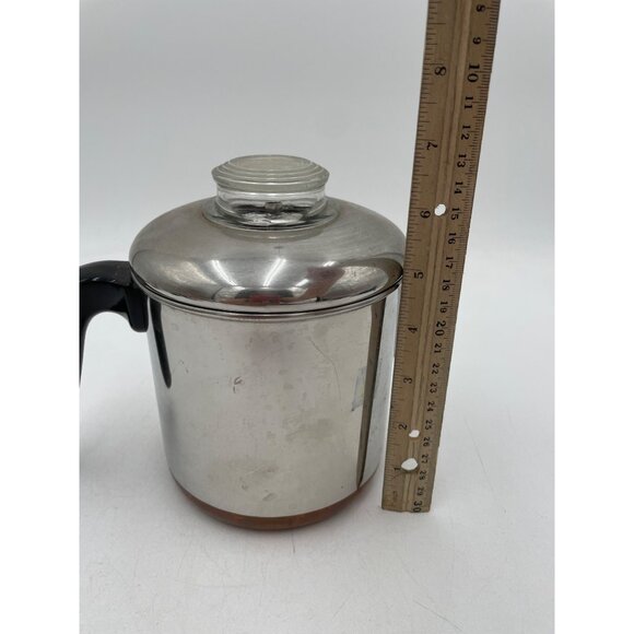 Vintage Revere Wear Coffee Percolator Glass Knob Black Handle Copper Bottom 5Cup - Picture 4 of 8